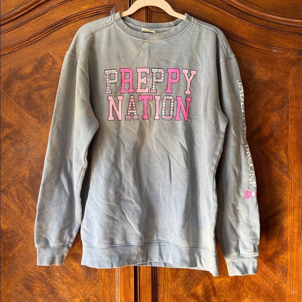 Jadelynn Brooke Bluish Gray 'Preppy Nation' Sweatshirt size M